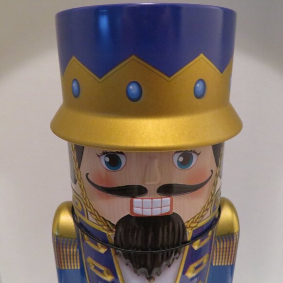 Christmas Blue Nutcracker Tin Can Silver Crane Co. Keepsake Gift Empty Container - Picture 2 of 13